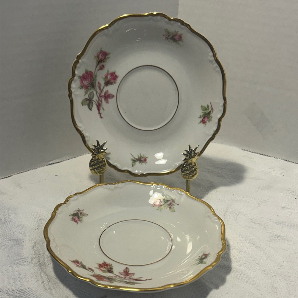 Gold-Trimmed Floral Saucer Set of 2 Replacement
